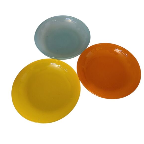 vintage mcm modern 1960's glass shallow bowls set of three - Picture 1 of 4